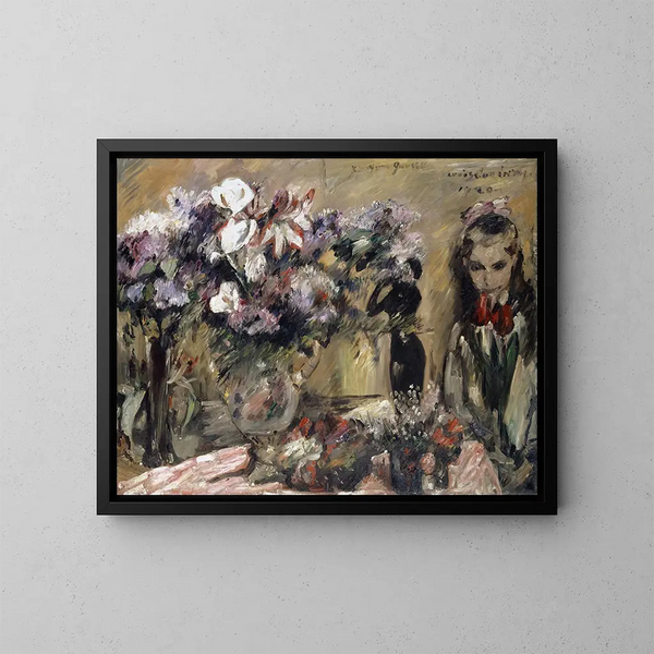Fiori e ragazza Wilhelmine - Lovis Corinth — quadro incorniciato alla parete