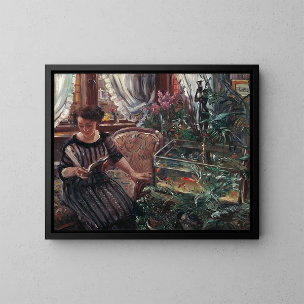 Dame au bassin de poissons rouges - Lovis Corinth — quadro incorniciato alla parete