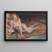 Nacktes liegendes Mädchen mit blonden Haaren auf buntem Teppich - Lovis Corinth — gerahmtes Bild an der Wand