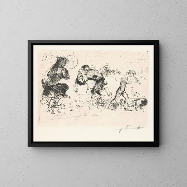 Satiri, una ninfa, un fauno e un branco di maiali - Lovis Corinth — quadro incorniciato alla parete