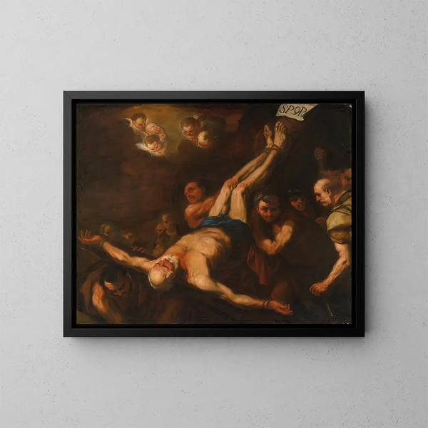 Crocifissione di San Pietro - Luca Giordano — quadro incorniciato alla parete