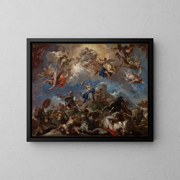 Judith che mostra la testa di Oloferne - Luca Giordano — quadro incorniciato alla parete