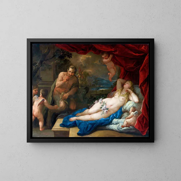 Giove e Antiope - Luca Giordano — quadro incorniciato alla parete