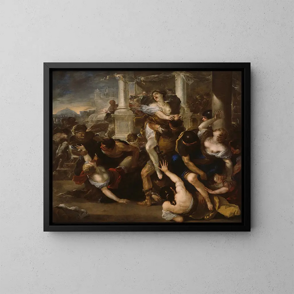 L'Enlèvement des Sabines - Luca Giordano — quadro incorniciato alla parete