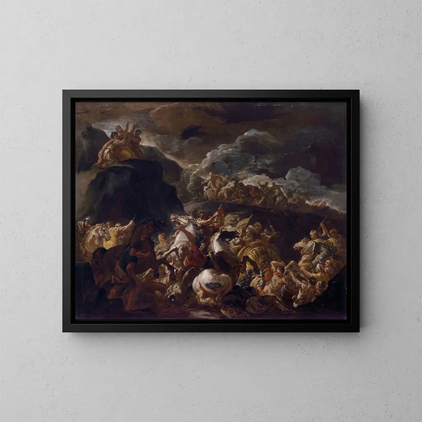 La battaglia di Israele e Amalek - Luca Giordano — quadro incorniciato alla parete