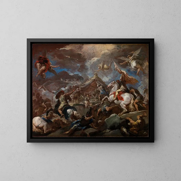 La scoperta del corpo di Oloferne - Luca Giordano — quadro incorniciato alla parete