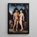Adam und Eva im Paradies Der Sündenfall - Lucas Cranach der Ältere — gerahmtes Bild an der Wand
