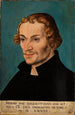 Portrait des Reformators Philipp Melanchthon - Lucas Cranach der Ältere — gerahmtes Bild an der Wand