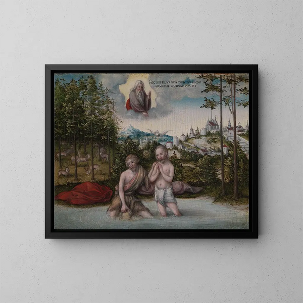 Das Tauf des Christus - Lucas Cranach der Ältere — gerahmtes Bild an der Wand
