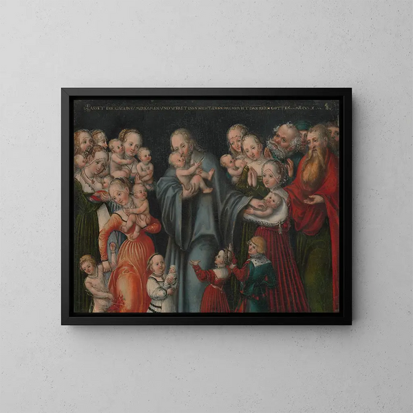 Der Christus segnet die Kinder - Lucas Cranach der Jüngere — gerahmtes Bild an der Wand