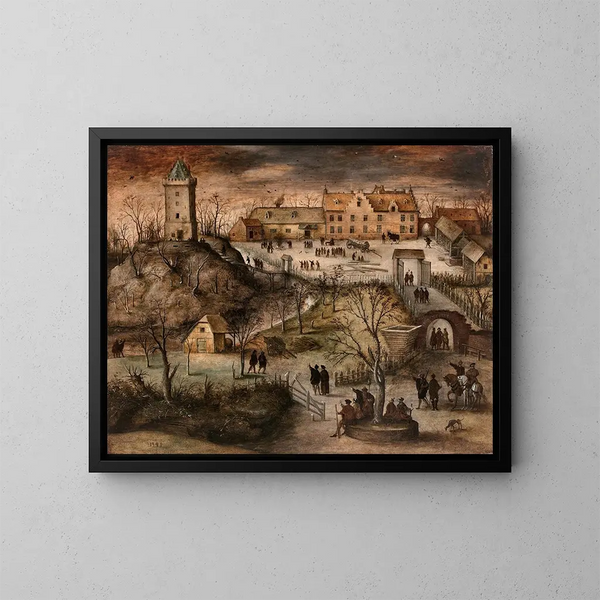 Forte in un paesaggio invernale - Lucas Gassel — quadro incorniciato alla parete