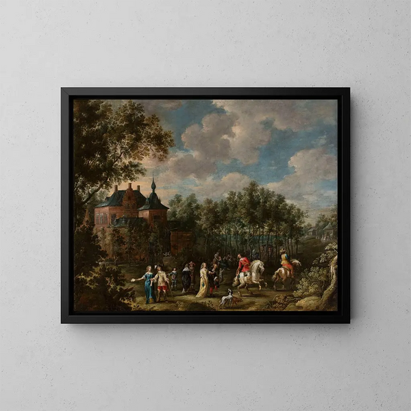Szene in einem Park - Lucas van Uden — gerahmtes Bild an der Wand