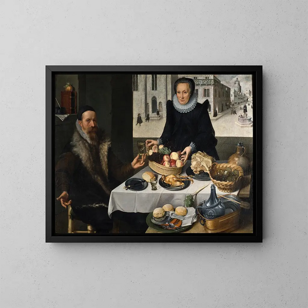 Doppelporträt eines älteren Paares - Lucas van Valckenborch — gerahmtes Bild an der Wand