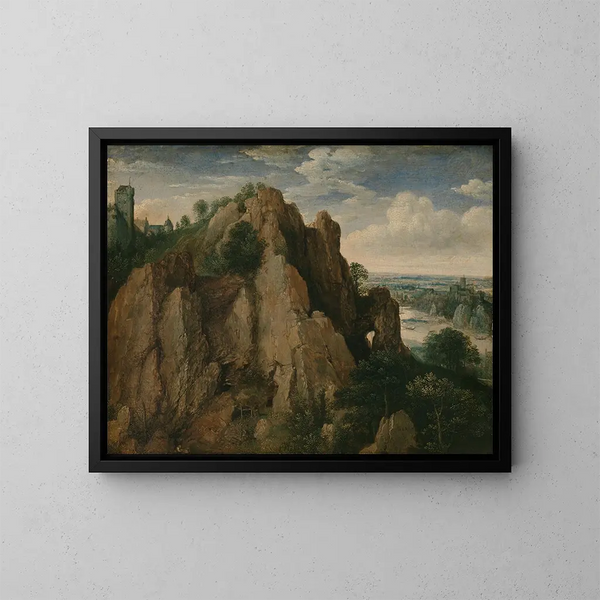 Landschaft mit Bergen - Lucas van Valckenborch — gerahmtes Bild an der Wand