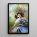 Young girl with bouquet - Luce Boyals — framed artwork on a wall