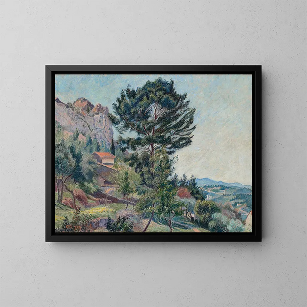 eines Felsen vom Faron, Sonne von Toulon - Lucien Pissarro — gerahmtes Bild an der Wand