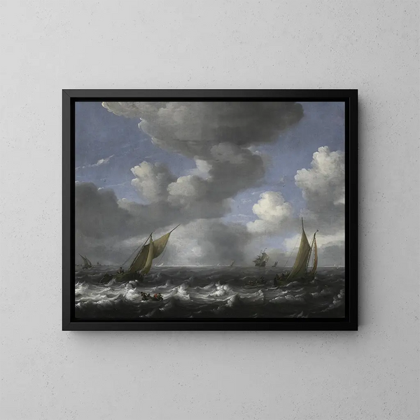 Marine und Fischerboote - Ludolf Bakhuizen — gerahmtes Bild an der Wand