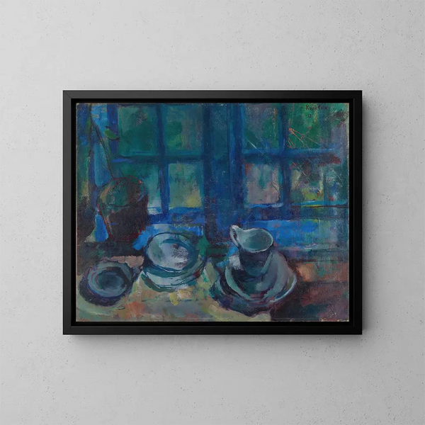 Die blaue Küche - Ludvig Karsten — gerahmtes Bild an der Wand