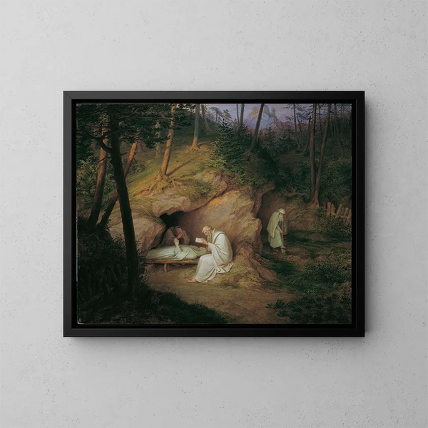 L'ermite mort - Ludwig Ferdinand Schnorr von Carolsfeld — gerahmtes Bild an der Wand