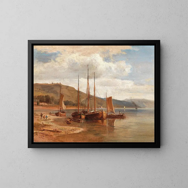 Fluss des Rheins bei Lorch - Ludwig Halauska — gerahmtes Bild an der Wand