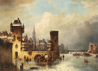Ludwig Hermann - A View of a Canal in Winter.webp