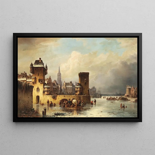 Ludwig Hermann - A View of a Canal in Winter.webp