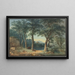 Bordo di lago boscoso con una villa all'italiana - Ludwig Hess — quadro incorniciato alla parete