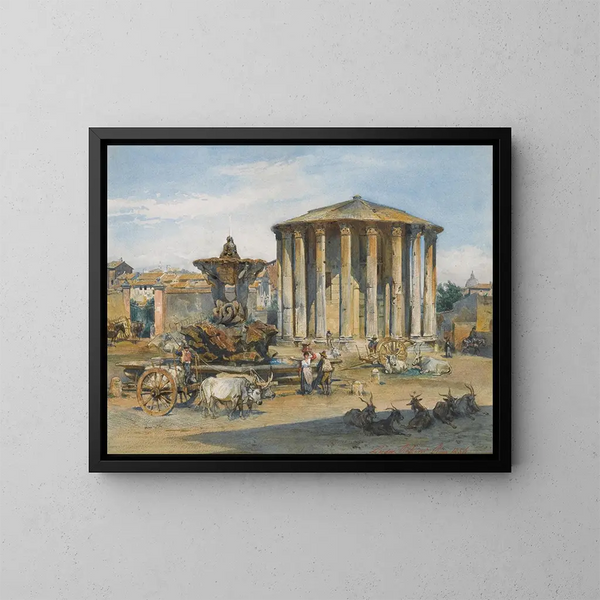 Il tempio di Vesta a Roma - Ludwig Johann Passini — quadro incorniciato alla parete