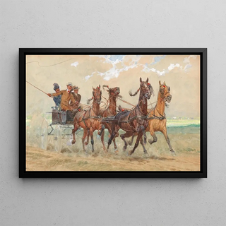 Ludwig Koch - A fourinhand in galopp three sportive gentleman on a coach.webp