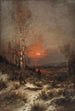 Winterlandschaft bei Dämmerung mit Jäger - Ludwig Lanckow — Ansicht des Kunstwerks