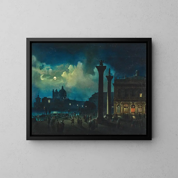 Venedig, Blick auf Santa Maria Salute bei Mondschein - Luigi Bartezago — gerahmtes Bild an der Wand