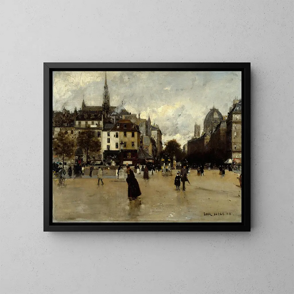 Der Boulevard du Palais vom Place Saint-Michel gesehen - Luigi Loir — gerahmtes Bild an der Wand