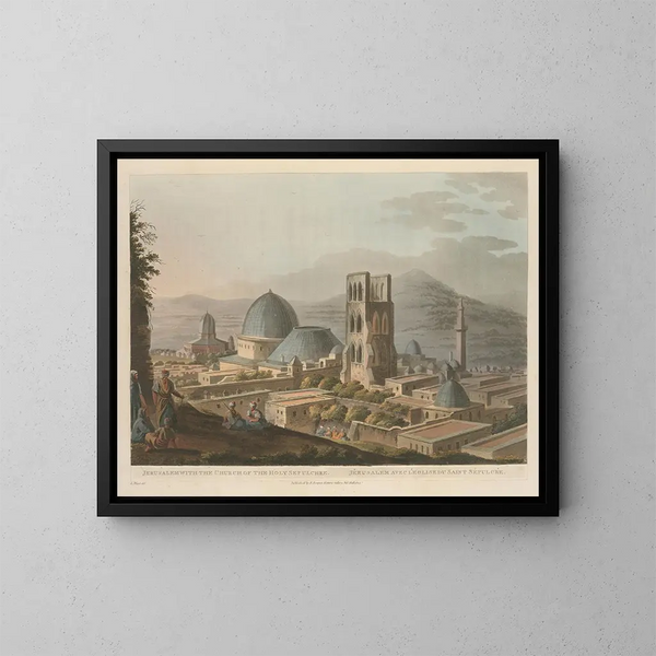 Jerusalem mit der Kirche vom Heiligen Grab - Luigi Mayer — gerahmtes Bild an der Wand