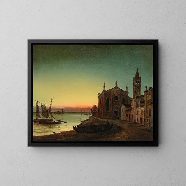 Santa Marta bei Dämmerung - Luigi Querena — gerahmtes Bild an der Wand