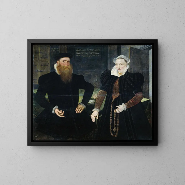 Portrait de Gillis Hooftman, armateur, et de sa femme Margaretha van Nispen - Maerten de Vos — gerahmtes Bild an der Wand