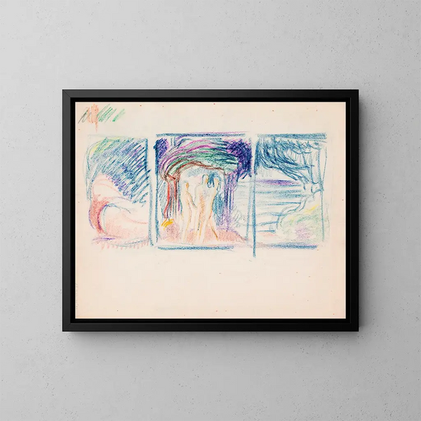 Skizze für das Gemälde des Schwurs der Nation von Nyland - Magnus Enckell — gerahmtes Bild an der Wand