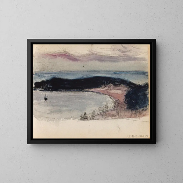 Meereslandschaft und Skizze der Bucht - Magnus Enckell — gerahmtes Bild an der Wand