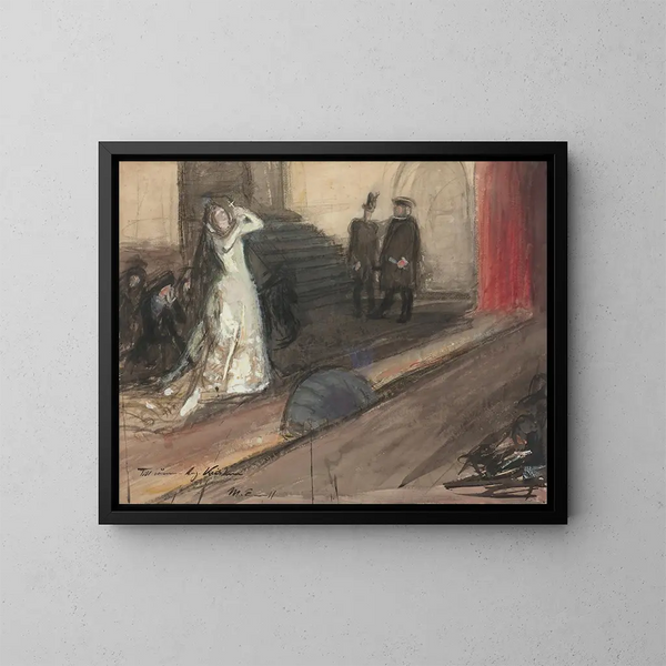 Scène teatrale: Ida Aalberg nel ruolo di Maria Stuarda - Magnus Enckell — quadro incorniciato alla parete