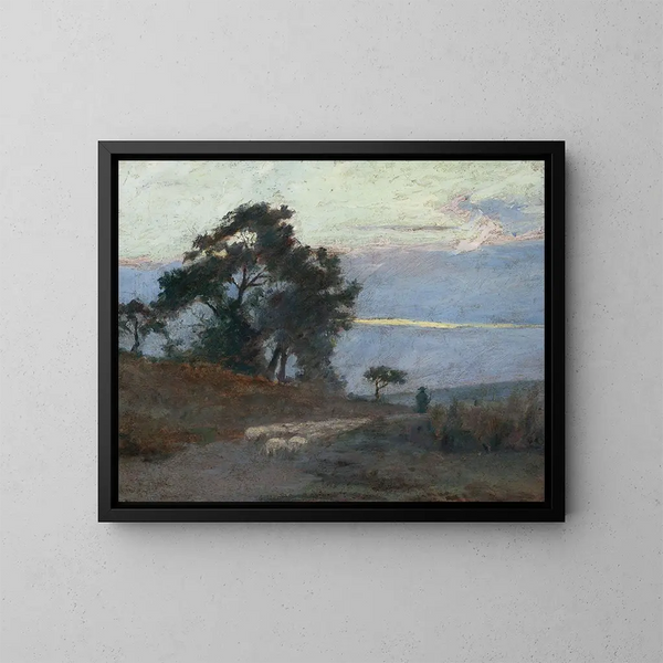 Landschaft bei Sonnenaufgang - Maksymilian Gierymski — gerahmtes Bild an der Wand