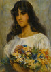 Frau mit Blumen - Stil von Vladimir Makovsky — Ansicht des Kunstwerks