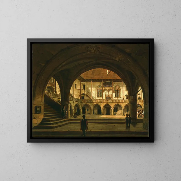 Innenhof der Bibliothek der Jagiellonen - Marcin Zaleski — gerahmtes Bild an der Wand