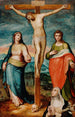 Il Cristo in croce con i santi Maria, Giovanni Evangelista e Caterina da Siena - Marco Pino — quadro incorniciato alla parete