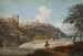 Ansicht einer italienischen Stadt auf einem Hügel mit einem Reiter und Bauern bei der Arbeit - Marco Ricci — Ansicht des Kunstwerks