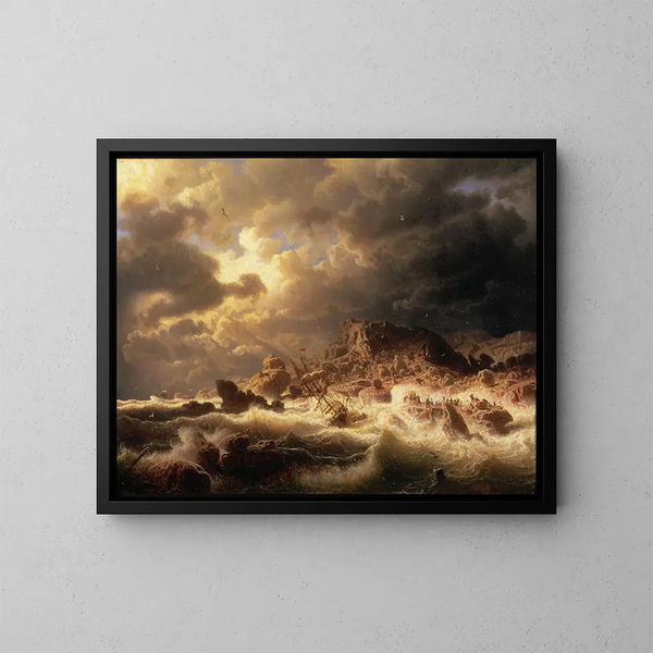 Sturm auf der Küste von Bohuslän - Marcus Larson — gerahmtes Bild an der Wand