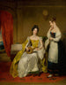 Un intérieur elegante con una giovane donna che tiene una piccola chitarra - Margaret Sarah Carpenter — vista dell’opera