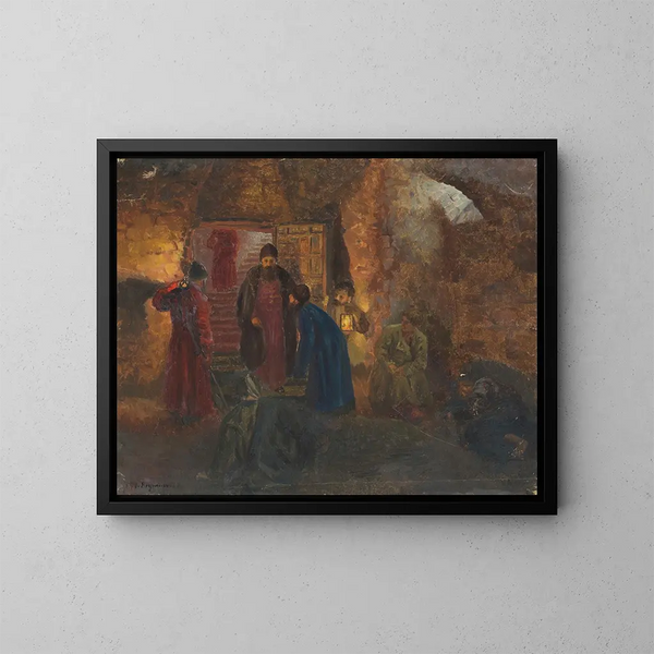 Besuch des Zaren bei den Gefangenen - Maria Yakunchikova — gerahmtes Bild an der Wand