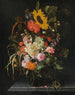 Blumen-Gemälde mit Rosen, Nelken, Sonnenhut und anderen Blumen, mit einer Sonnenblume und gestreiftem Gras - Maria van Oosterwijck — Ansicht des Kunstwerks