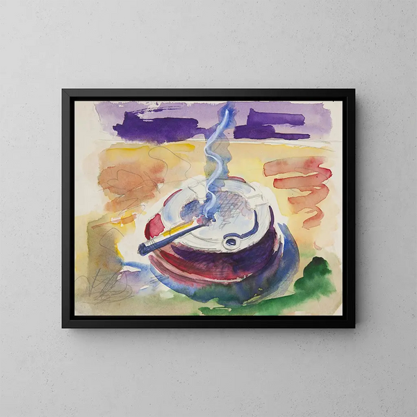 Papier und Aschenbecher - Marian Kopf — gerahmtes Bild an der Wand
