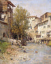 Landscape painting with a village on the outskirts of Rome - Mariano Barbasán — artwork view
