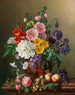 Ein großer Blumenstrauß mit Pfirsichen und Trauben - Marie-Euphrosine Jacquet — Ansicht des Kunstwerks
